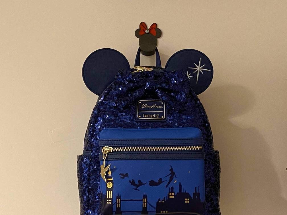 Minnie mouse wall hook backpack hanger, kids bedroom coat peg, 3D printed PLA disney decor, bow towel rack mount, cute toddler gift idea