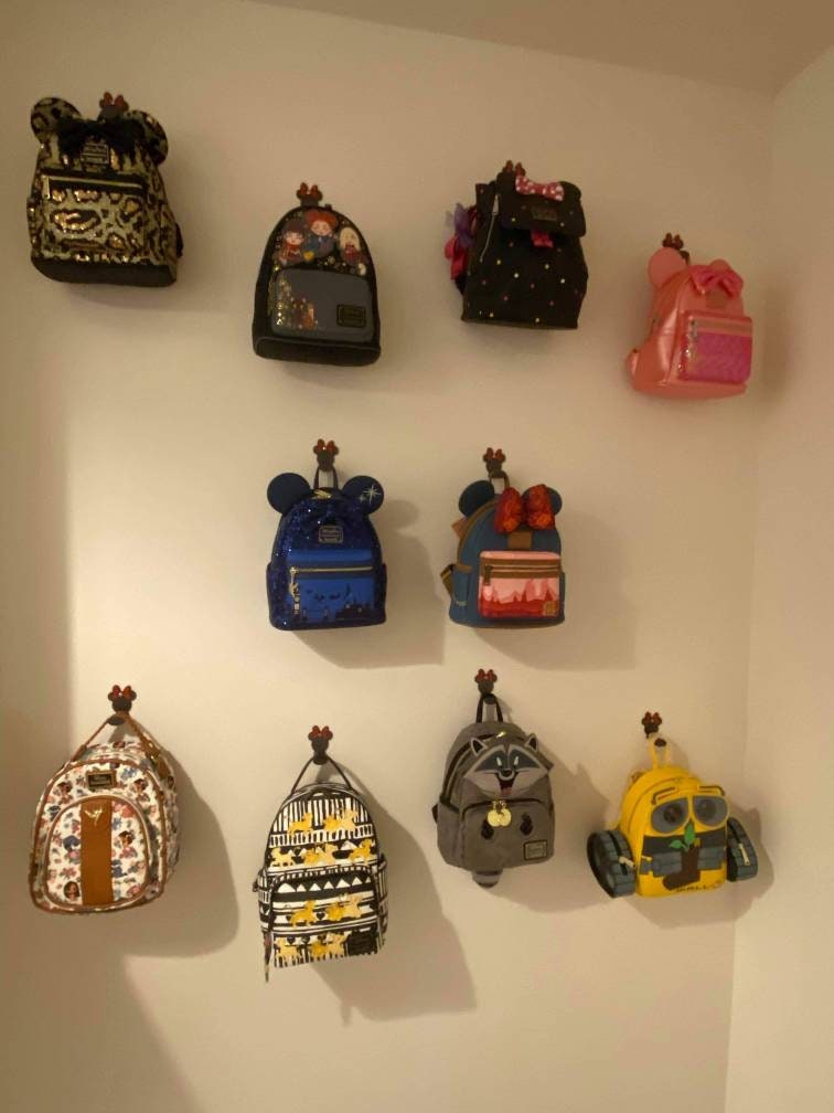 Disney headband holder wall display hooks, loungefly bag hanger kids decor, mickey minnie donald PLA plastic, theme park fan gifts