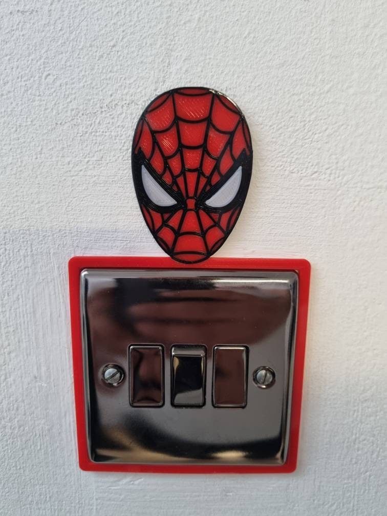 Superhero light switch cover plate, avengers marvel kids bedroom decor, spiderman iron man PLA outlet, toddler boy birthday present