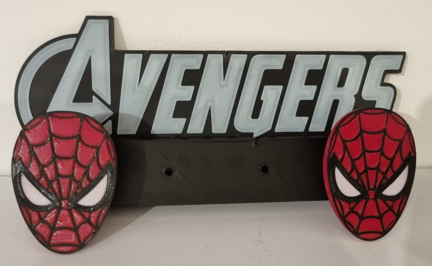 Superhero wall hook, kids coat hanger, spiderman & iron man room decor, 3D printed thermoplastic hardware, personalised birthday gift
