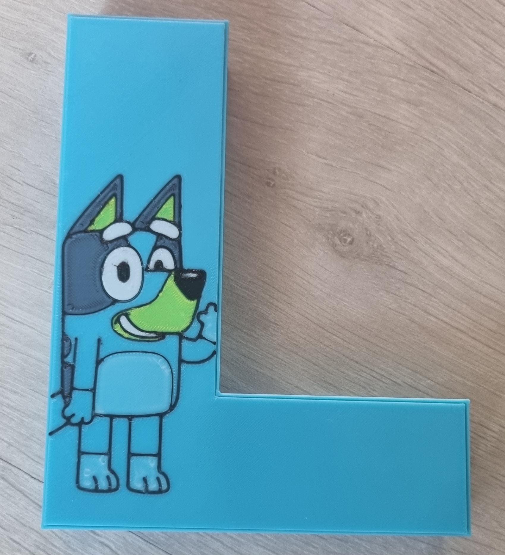 Blue heeler kids name wall decor, 3D printed puppy letters, australian cattle dog playroom hardware, organic PLA boy baby shower gift