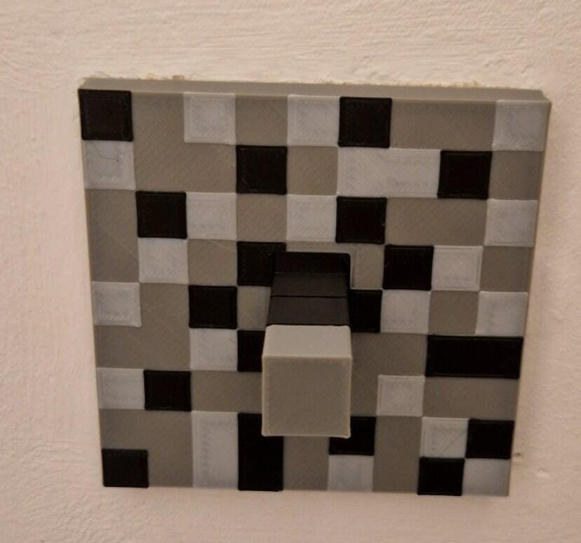Minecraft light switch plate, gamer bedroom wall accent, 3D printed pixelated socket cover, personalized video game present for kids