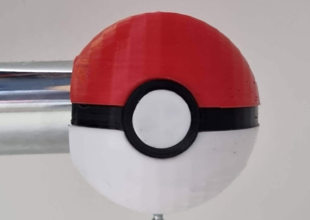 Pokeball curtain rod finials, universal window drapery pole ends, 3D printed anime PLA hardware, gamer bedroom kids birthday present