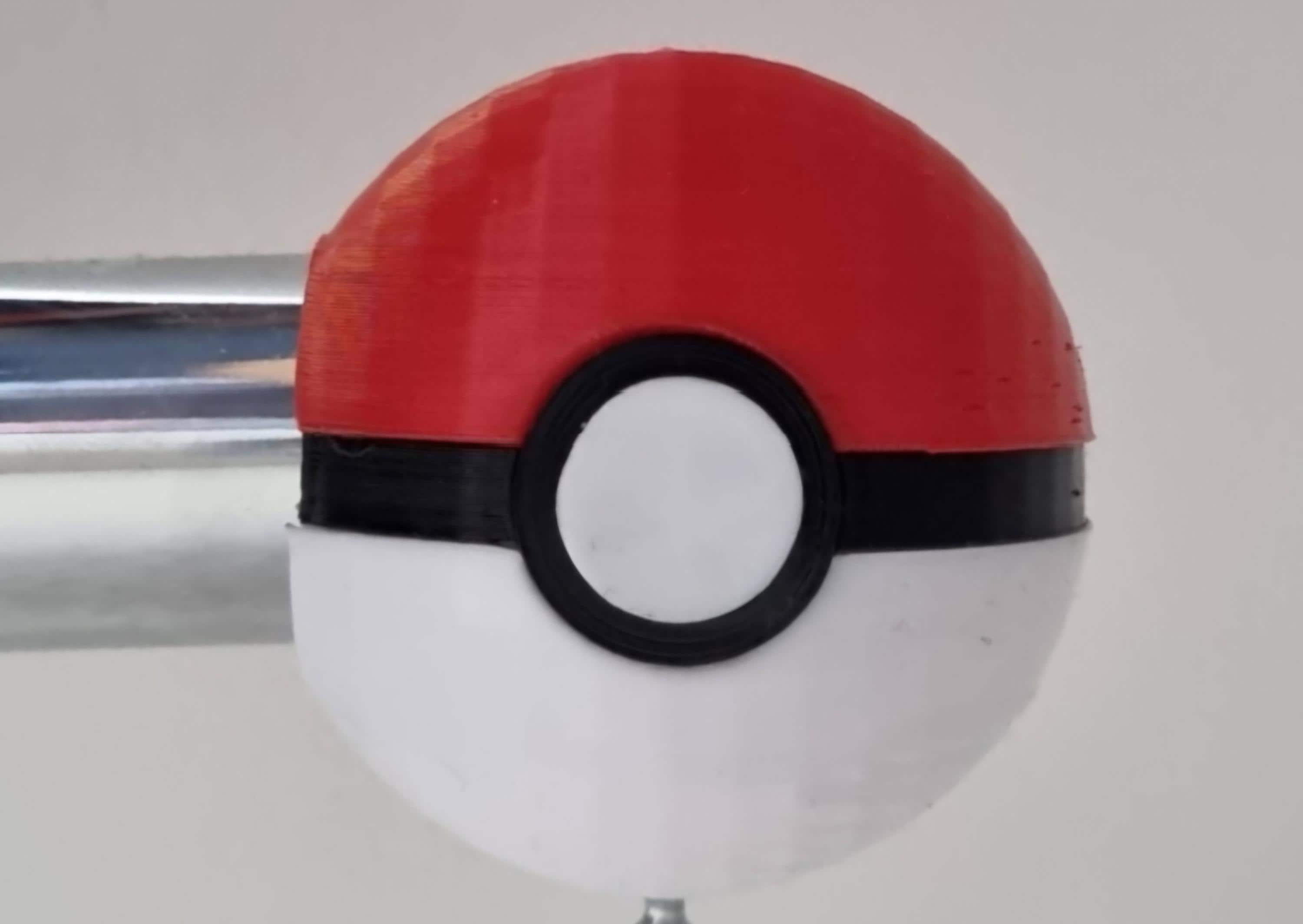 Pokeball curtain rod finials, universal window drapery pole ends, 3D printed anime PLA hardware, gamer bedroom kids birthday present