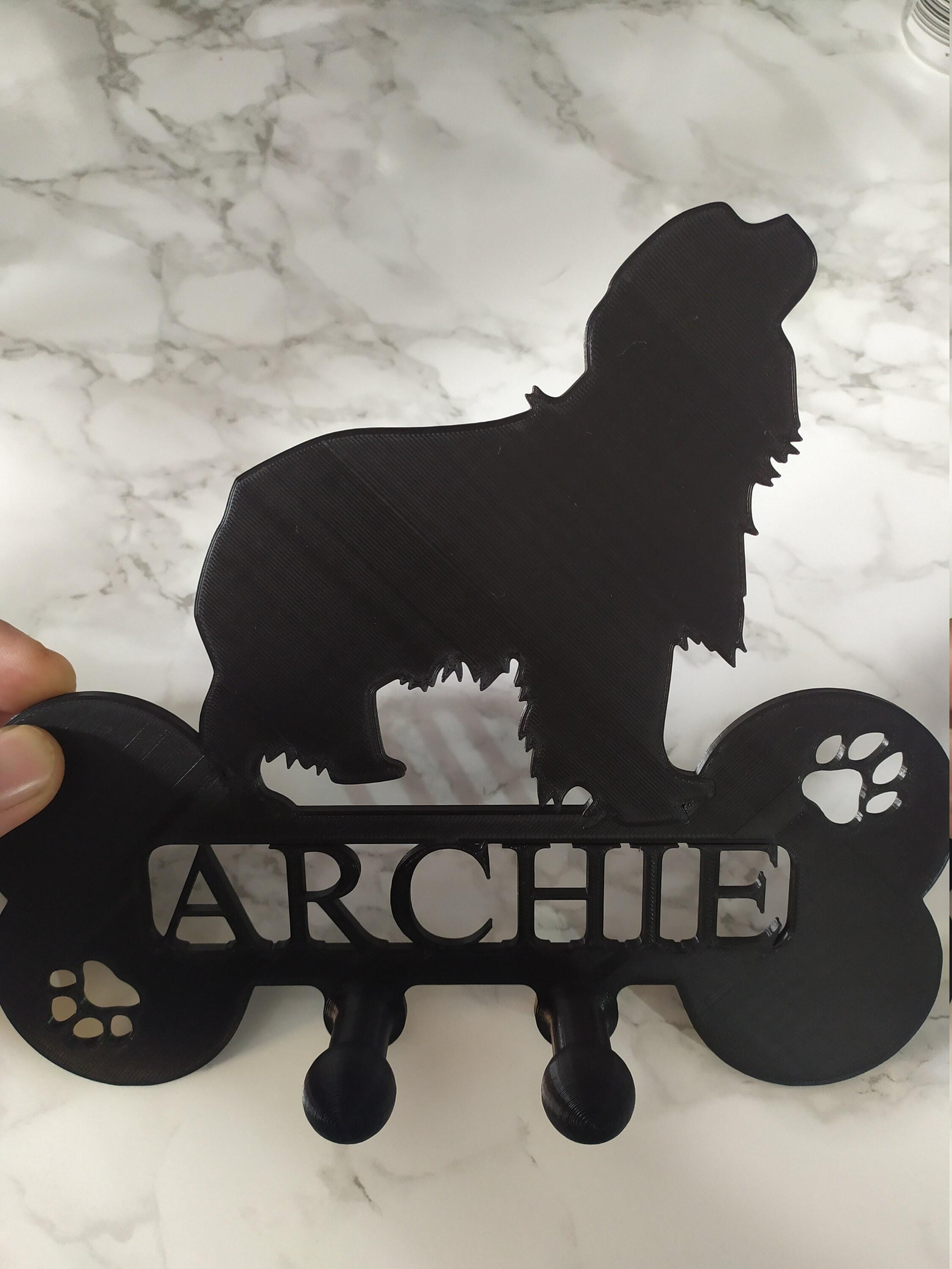 Personalized dog leash holder, entryway pet wall hooks, 3D printed PLA home accent, cute animal hanger pegs, unique puppy parent gift