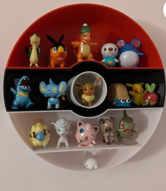 Pokeball wall display rack, anime gamer bedroom floating shelf, 3D printed PLA figurine organizer, mini toy storage, kids collector gift
