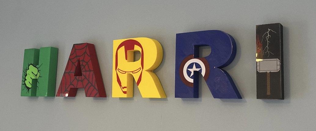 Marvel superhero nursery wall letters, 3D printed kids room name sign, eco PLA comic book decor, personalised boy birthday present
