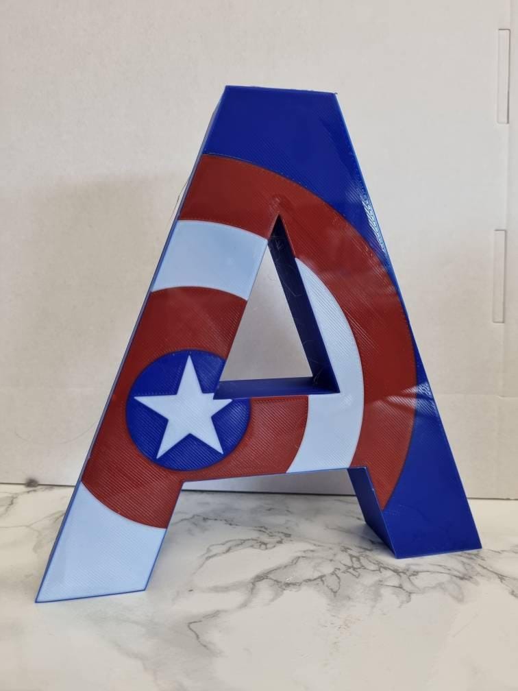 Marvel superhero nursery wall letters, 3D printed kids room name sign, eco PLA comic book decor, personalised boy birthday present