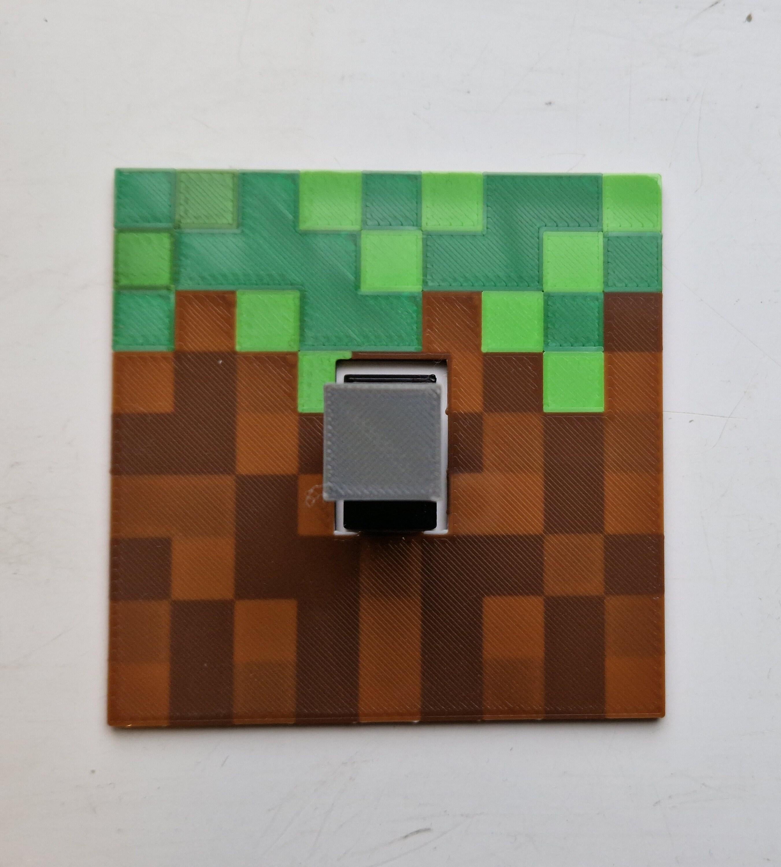 Minecraft light switch plate, gamer bedroom wall accent, 3D printed pixelated socket cover, personalized video game present for kids