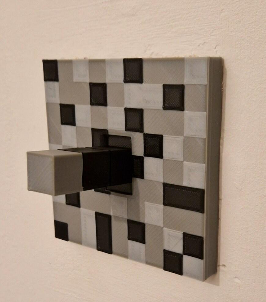 Minecraft light switch plate, gamer bedroom wall accent, 3D printed pixelated socket cover, personalized video game present for kids