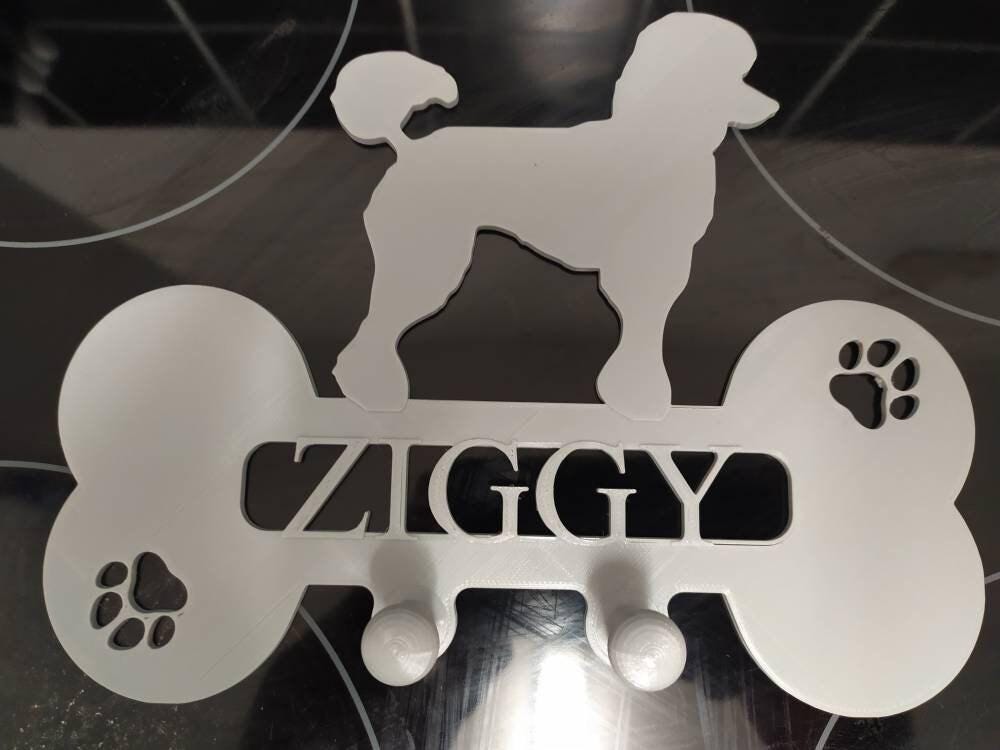 Personalized dog leash holder, entryway pet wall hooks, 3D printed PLA home accent, cute animal hanger pegs, unique puppy parent gift