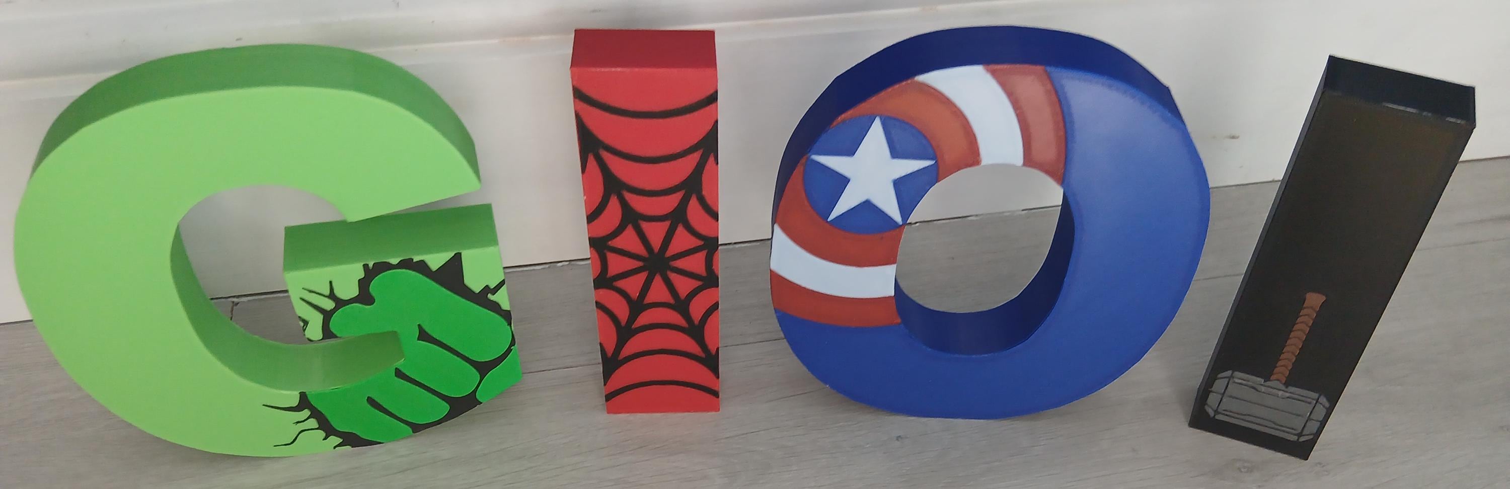 Marvel superhero nursery wall letters, 3D printed kids room name sign, eco PLA comic book decor, personalised boy birthday present
