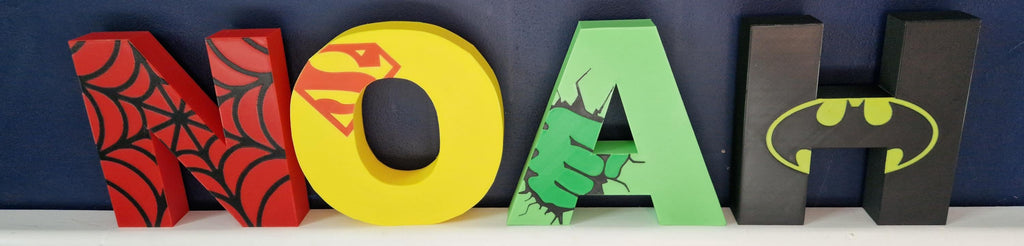 Marvel superhero nursery wall letters, 3D printed kids room name sign, eco PLA comic book decor, personalised boy birthday present