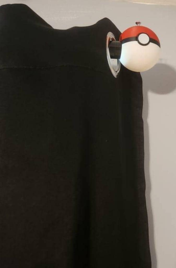 Pokeball curtain rod finials, universal window drapery pole ends, 3D printed anime PLA hardware, gamer bedroom kids birthday present