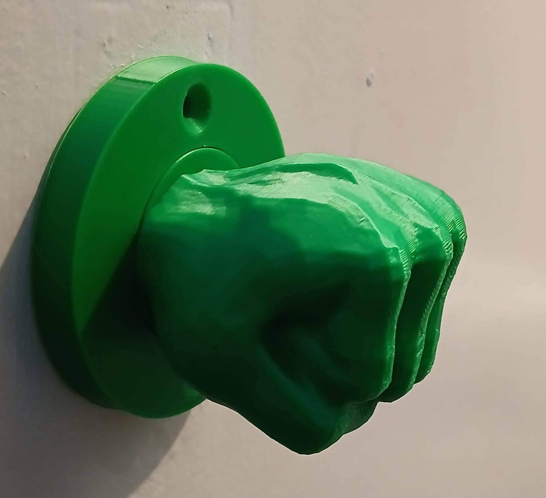 Green superhero interior door twist knob, home main entry hardware replacement, 3D printed PLA fist, kids bedroom birthday gift idea
