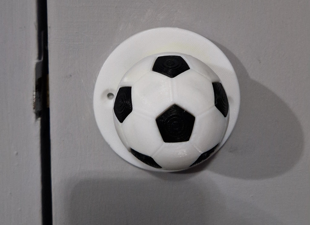 Soccer ball twist interior door handle, kids bedroom hardware replacement, 3D printed organic PLA thermoplastic, sports nursery gift idea