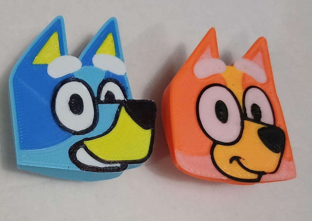 Bluey dresser knobs, kids bedroom cabinet handles, cute dog character 3D printed PLA hardware, unique toddler playroom renovation gift