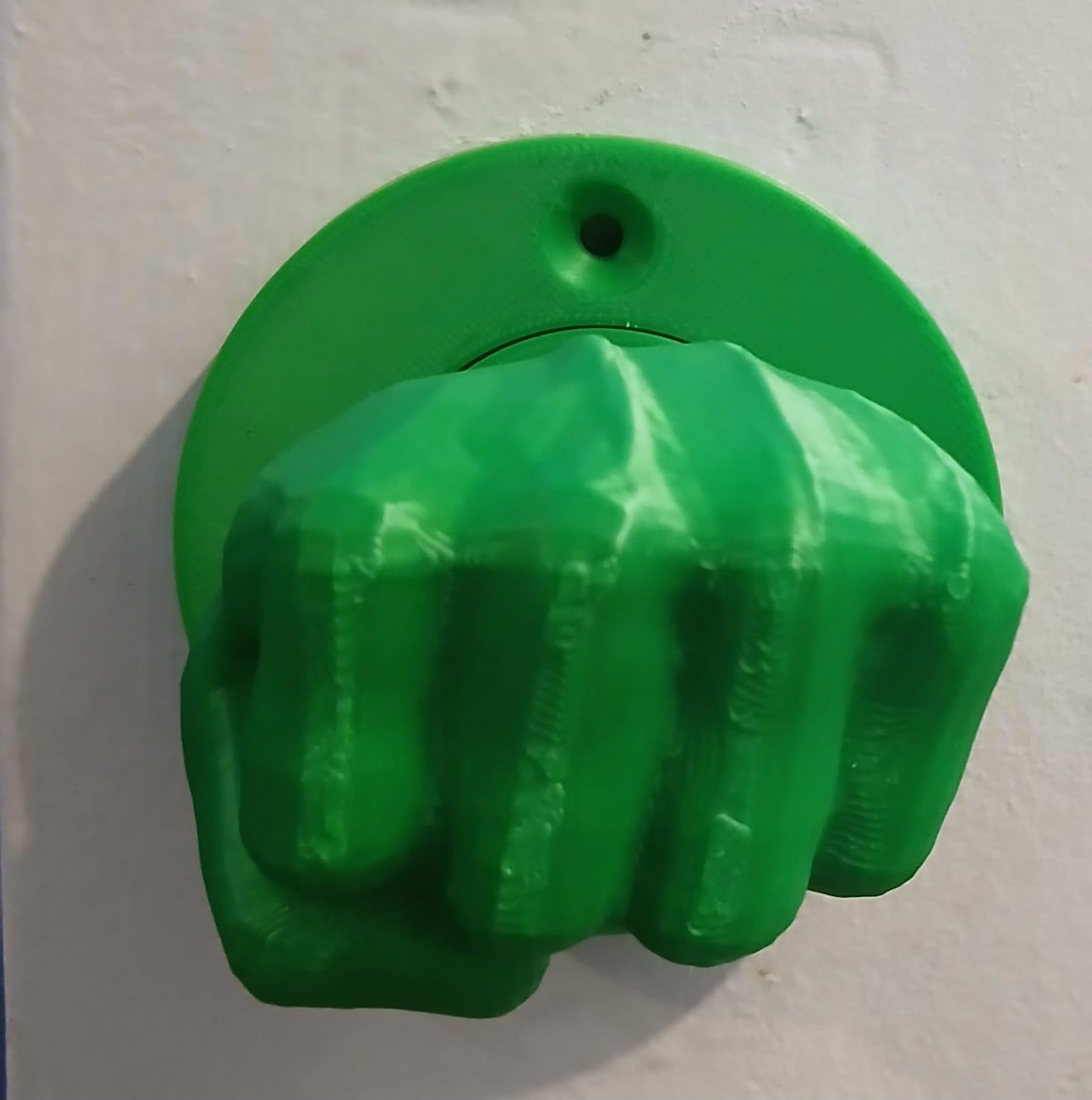 Green superhero interior door twist knob, home main entry hardware replacement, 3D printed PLA fist, kids bedroom birthday gift idea