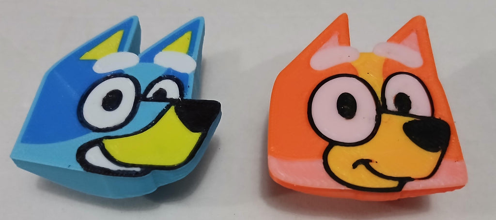 Bluey dresser knobs, kids bedroom cabinet handles, cute dog character 3D printed PLA hardware, unique toddler playroom renovation gift