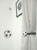 Soccer ball curtain tiebacks, football holdbacks for boys window treatment, 3D printed PLA drapery clips, sporty nursery decor present