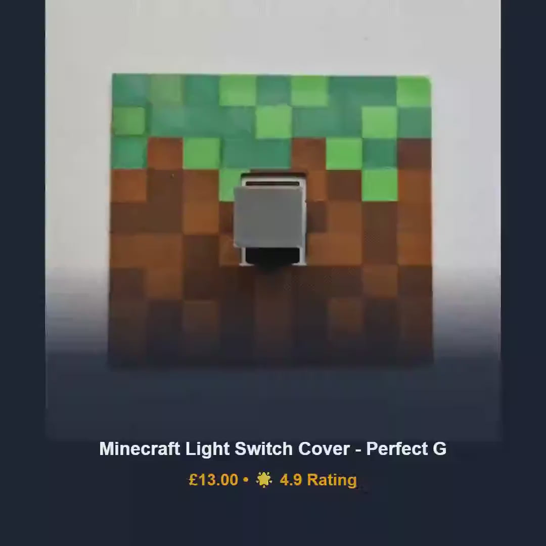 Minecraft light switch plate, gamer bedroom wall accent, 3D printed pixelated socket cover, personalized video game present for kids
