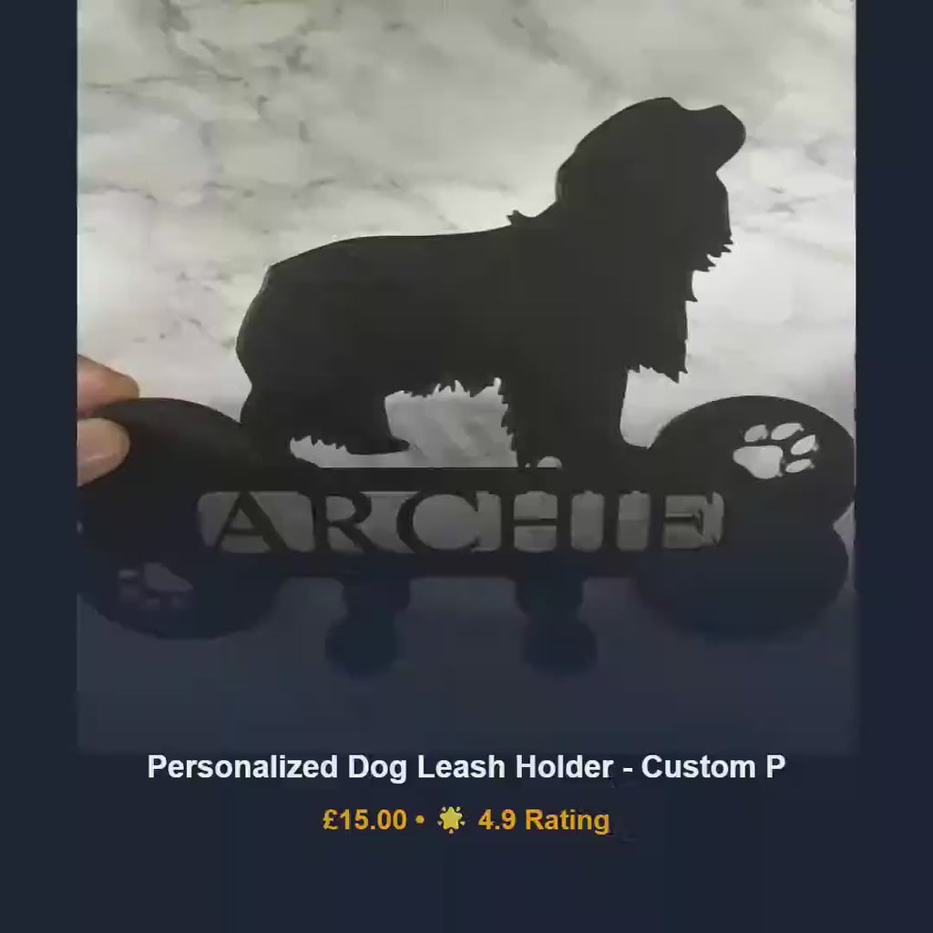Personalized dog leash holder, entryway pet wall hooks, 3D printed PLA home accent, cute animal hanger pegs, unique puppy parent gift
