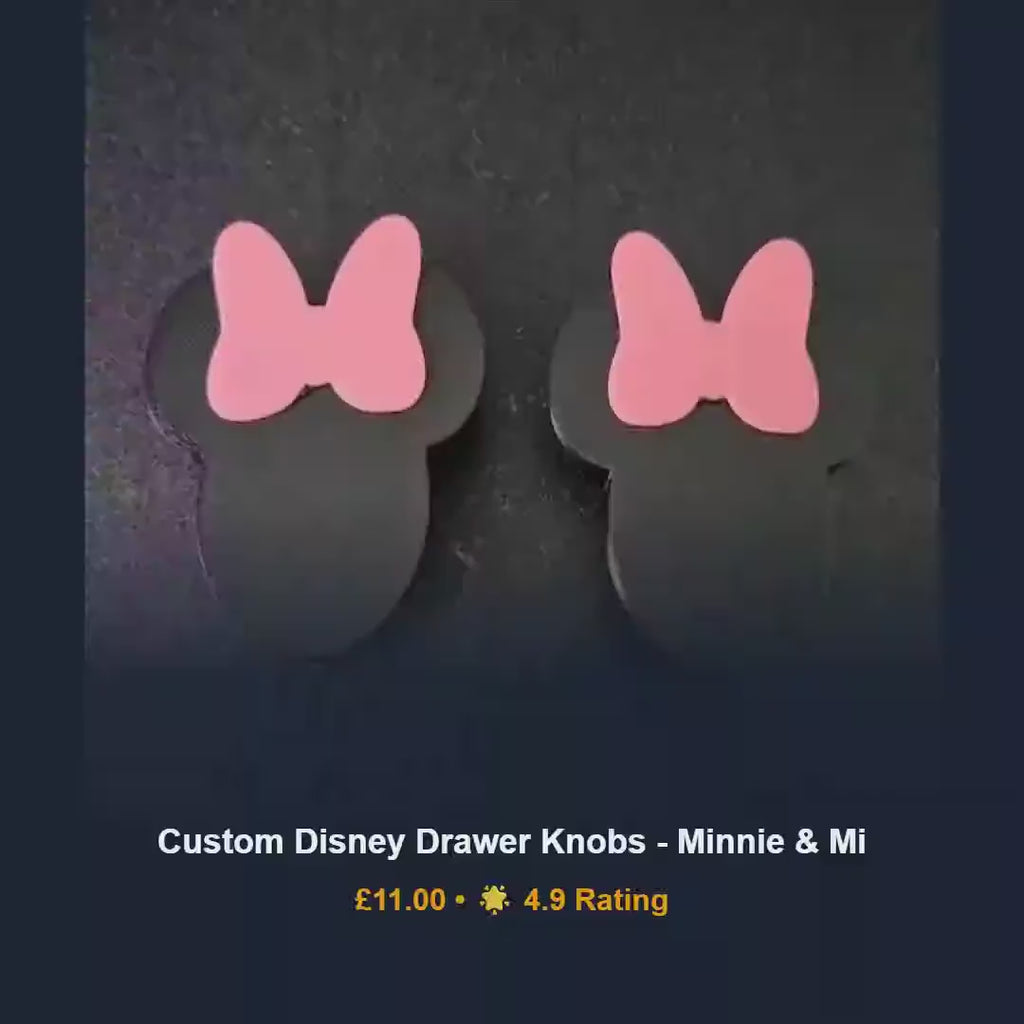 Mickey and minnie drawer pulls, childrens room cabinet knobs, 3D printed PLA hardware, personalised baby shower dresser gift accent