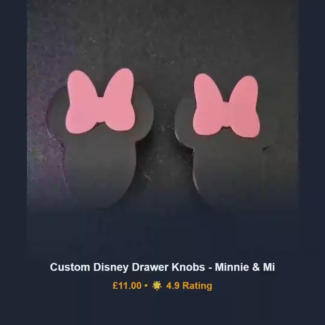 Mickey and minnie drawer pulls, childrens room cabinet knobs, 3D printed PLA hardware, personalised baby shower dresser gift accent