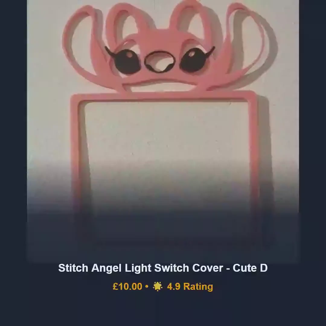 Stitch angel light switch cover plate, toddler playroom wall decor, 3D printed organic PLA toggle surround, cute baby shower present