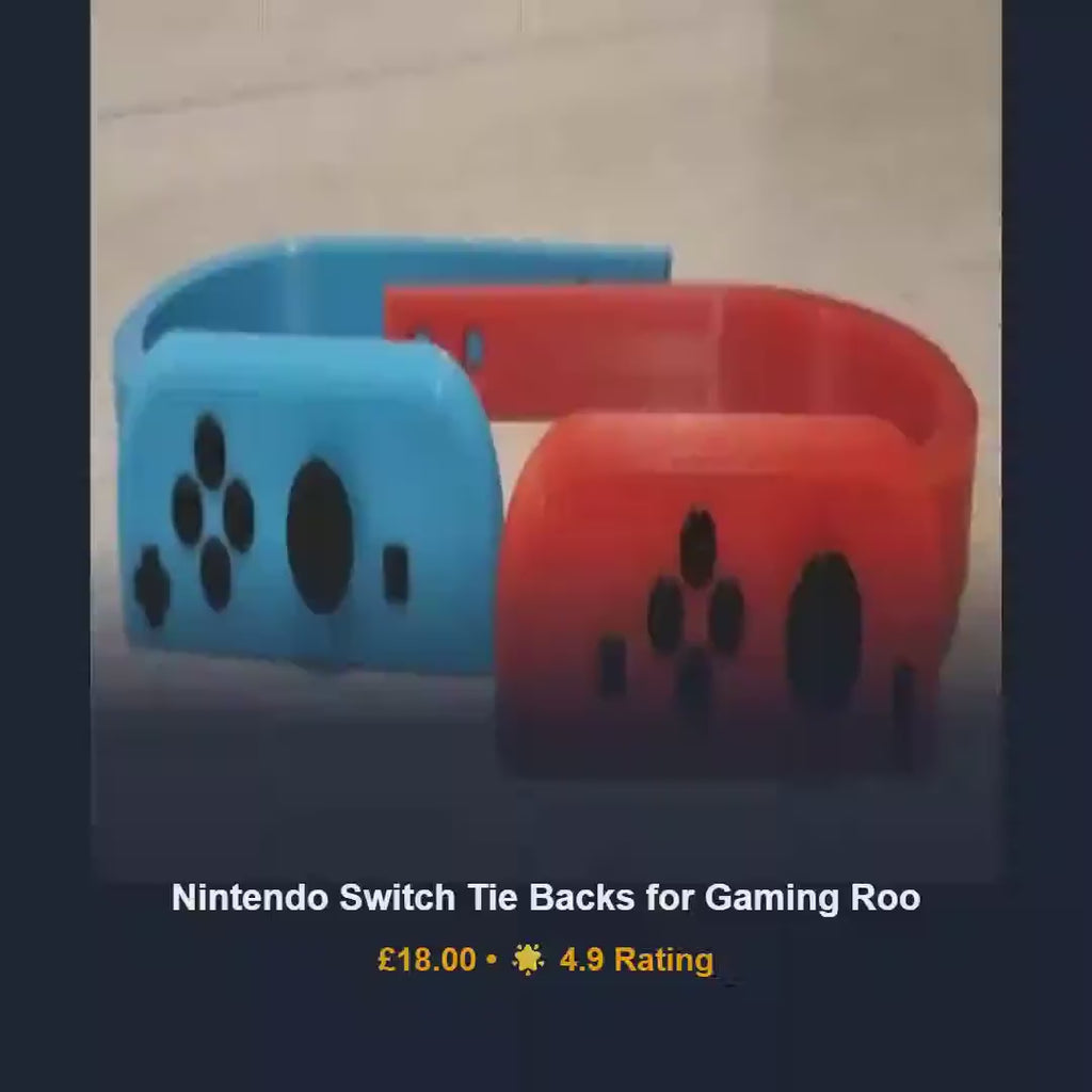 Switch console curtain tie backs, video game room decor, 3D printed drapery holdbacks, kids bedroom window hardware, unique teen present