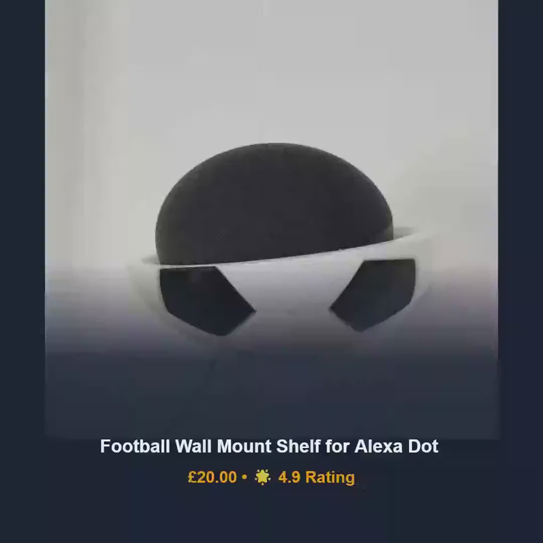 Football alexa dot wall mount shelf, smart speaker bracket for game room, 3D printed PLA dock accent, personalised sports fan present