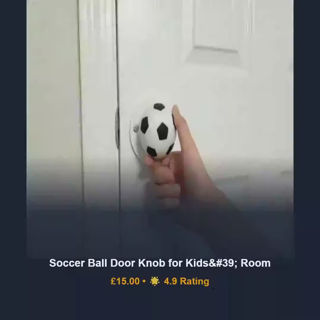 Soccer ball twist interior door handle, kids bedroom hardware replacement, 3D printed organic PLA thermoplastic, sports nursery gift idea