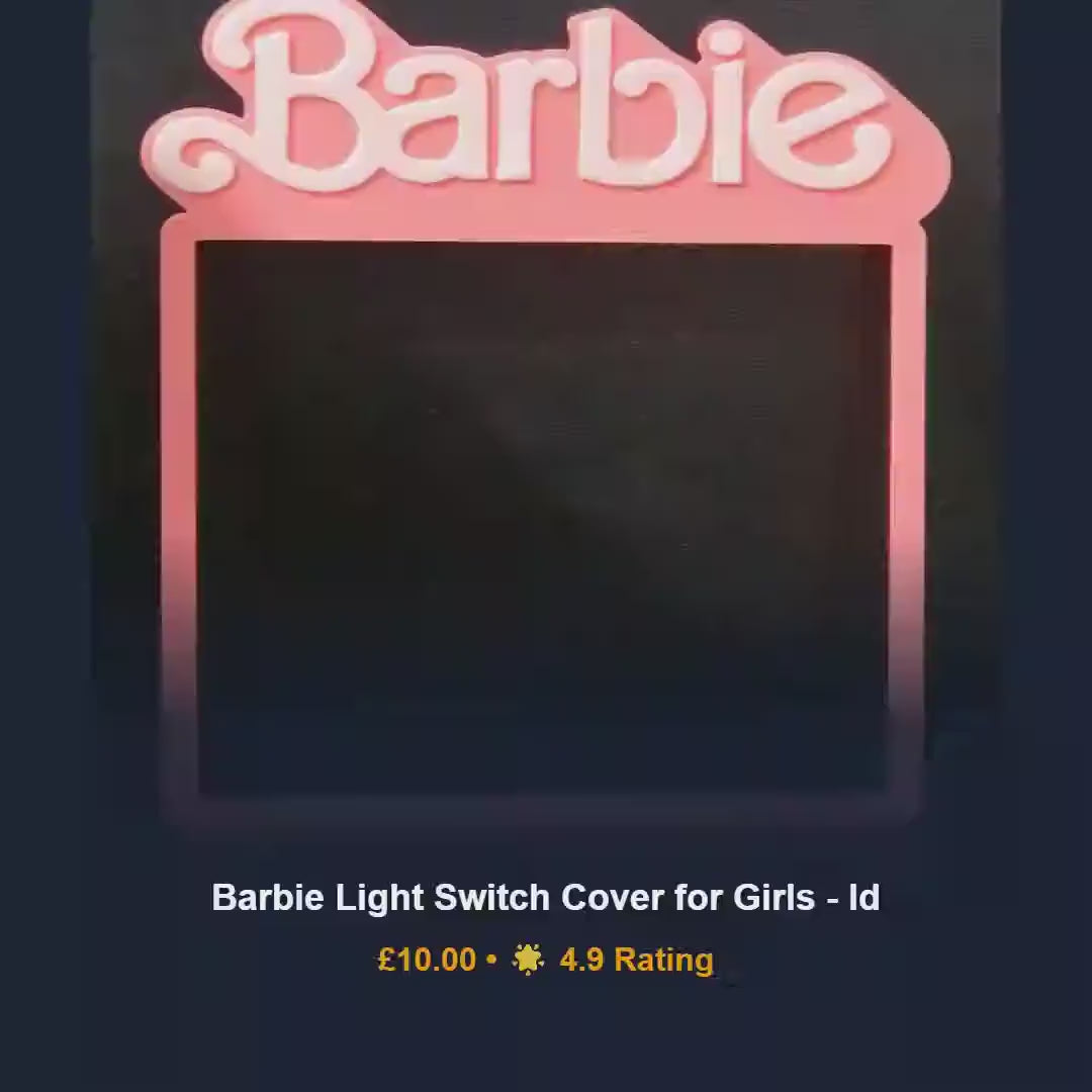 Barbie light switch cover, pink wall socket outlet decor, 3D printed eco PLA hardware, girls bedroom renovation birthday present