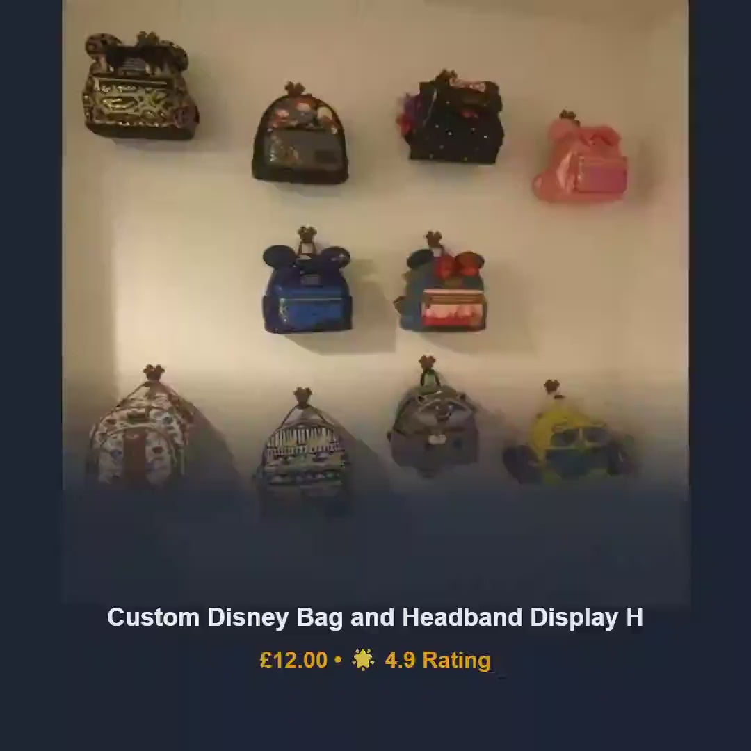 Disney headband holder wall display hooks, loungefly bag hanger kids decor, mickey minnie donald PLA plastic, theme park fan gifts