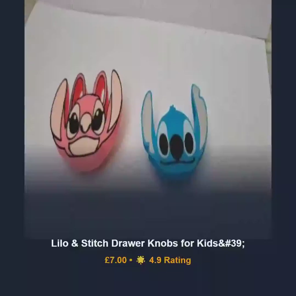 Stitch drawer pulls, kids dresser handles, 3D printed PLA alien cabinet knobs, disney nursery room furniture hardware, baby shower gift