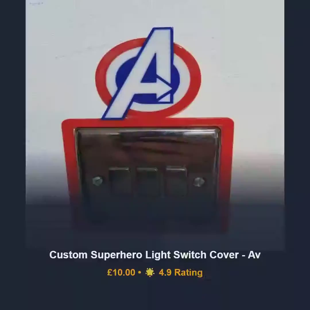 Superhero light switch cover plate, avengers marvel kids bedroom decor, spiderman iron man PLA outlet, toddler boy birthday present