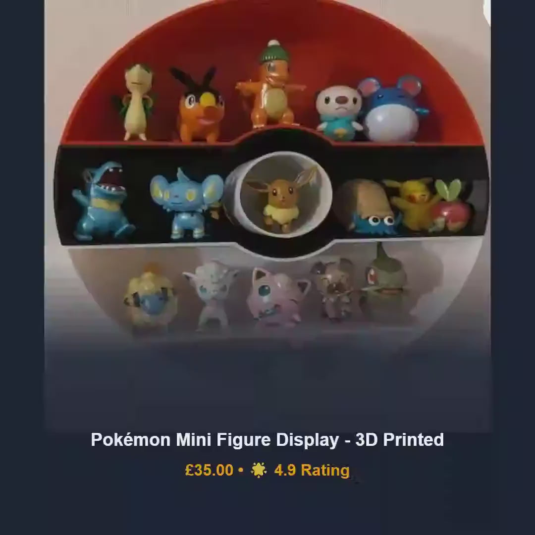 Pokeball wall display rack, anime gamer bedroom floating shelf, 3D printed PLA figurine organizer, mini toy storage, kids collector gift