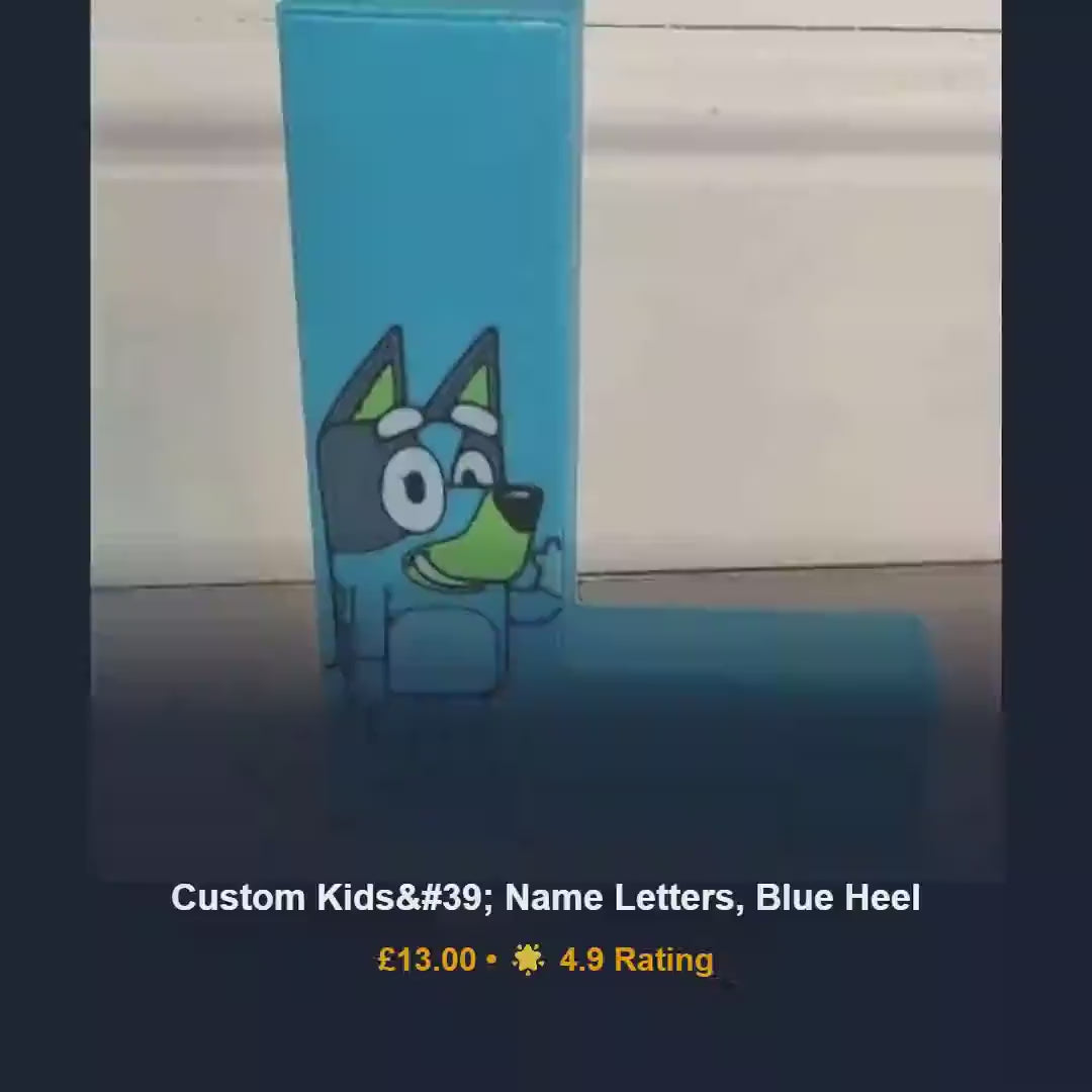 Blue heeler kids name wall decor, 3D printed puppy letters, australian cattle dog playroom hardware, organic PLA boy baby shower gift